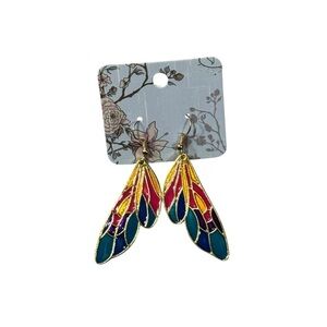 Colorful Butterfly enamel gold  tone Wing-Shaped Earrings